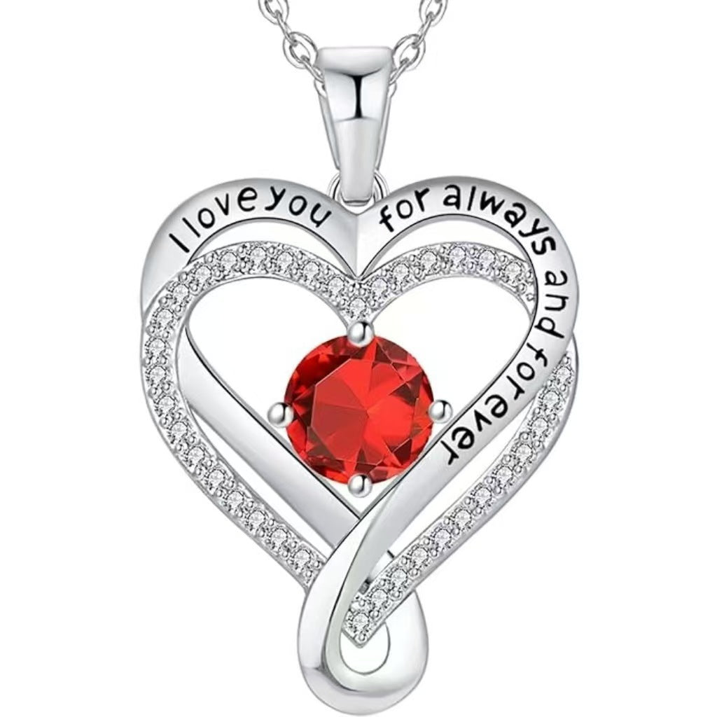 Heart-Shaped Birth-Stone Necklace