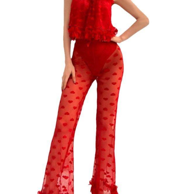 Lace see-through-style lingerie pajamas