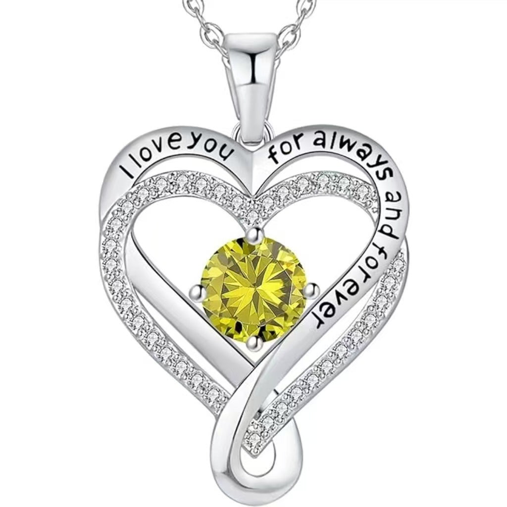 Heart-Shaped Birth-Stone Necklace