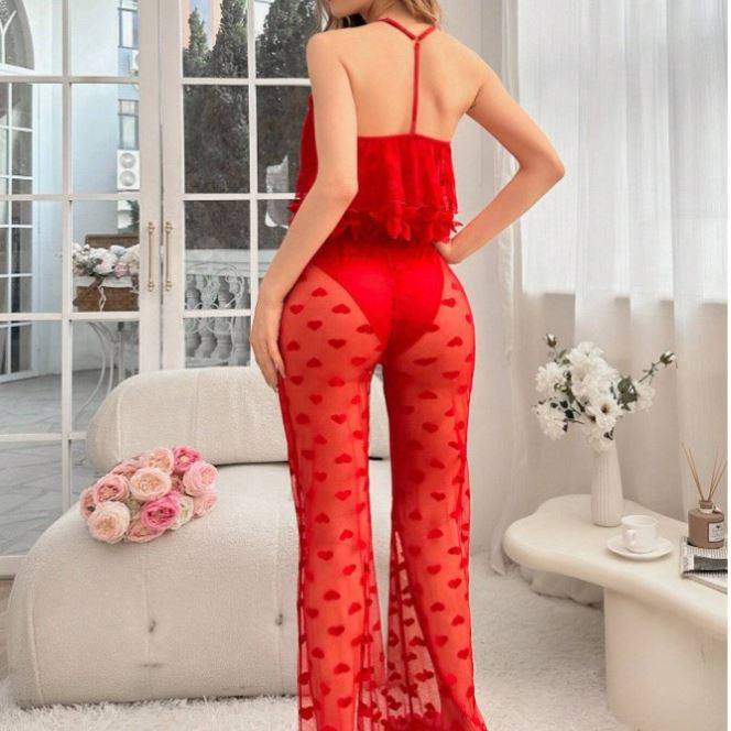 Lace see-through-style lingerie pajamas