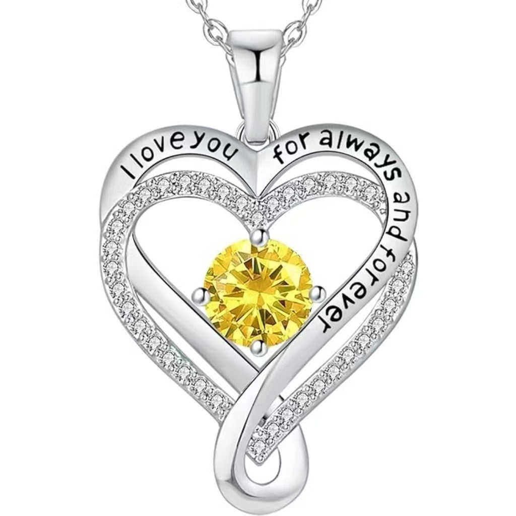 Heart-Shaped Birth-Stone Necklace